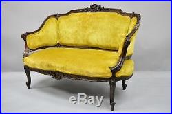 Antique French Louis XV Style Finely Carved Mahogany Settee Loveseat