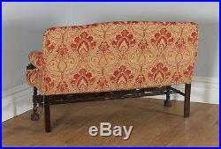Antique French Normandy Walnut Paisley Upholstered Couch Settee Sofa Settle