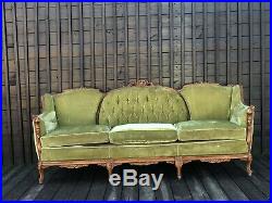 Antique French Provincial 2pc Sofa Set Sofa Set Green Victorian Mid Century
