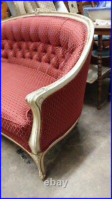 Antique French Provincial Settee Couch Wonderful New RED Fabric Excellent Co