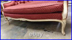 Antique French Provincial Settee Couch Wonderful New RED Fabric Excellent Co