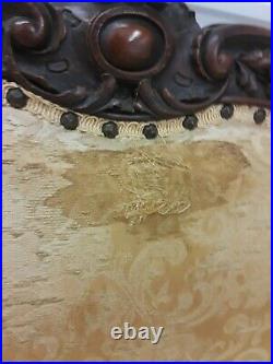 Antique French Provincial Settee Love Seat Ornate Carved Wood Small Couch