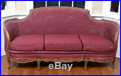 Antique French Provincial Sofa- Hand Carved Italian Walnut With Matching Chair