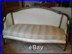 Antique French Sofa Couch Settee with Down Cushion & Pillows