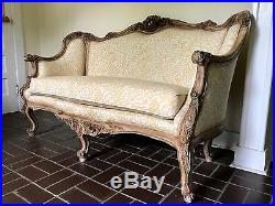 Antique French Style Floral Upholstered Sofa