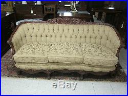 Antique French Style Hand Carved Walnut Sofa
