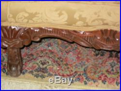Antique French Style Hand Carved Walnut Sofa