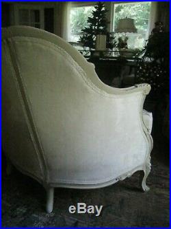 Antique French Style Provincial Louis XV Rococo Ornately Carved Settee Sofa