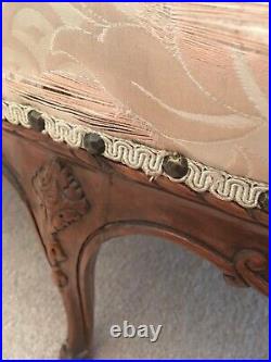 Antique French Style Settee Loveseat with Intricately Carved Wood Detail