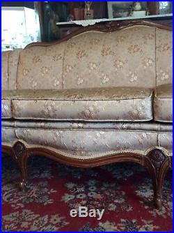Antique French Victorian Carved Mahogany Sofa Settee Couch