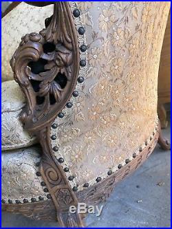 Antique French Victorian Sofa Hand Carved Wood