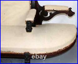Antique French Walnut Napoleon III Hotel Lobby Banquette Sofa Couch Settee Paris