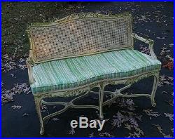 Antique French or Italian Style Cane Seat Love Seat Settee