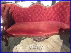 Antique Fruit And Flower Carved Mahogany Or Walnut Sofa