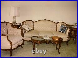 Antique Furniture Sofa French Provincial Sofa, Chair, Coffee Table & 2 End Table