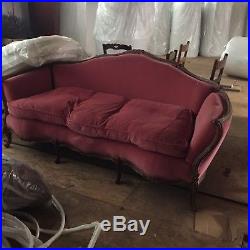 Antique Furniture Sofa, Rose Color Velvet