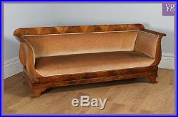 Antique German Biedermeier Flame Mahogany Couch Sofa Canape Settee (c. 1840)