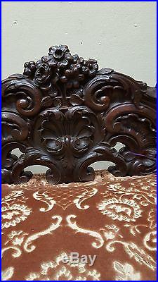 Antique Handcarved Rosewood Late 1800s J & J Meeks Courting Couch