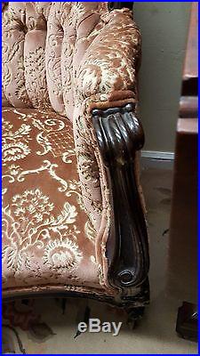 Antique Handcarved Rosewood Late 1800s J & J Meeks Courting Couch