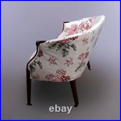Antique Hepplewhite Style Upholstered Mahogany Settee Sofa circa 1930