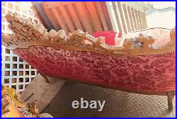 Antique Italian Victorian Parlor Living Room RED Sofa Armchairs Chairs Tufted