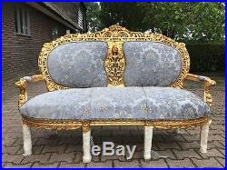 Antique Living Room- French Louis XVI Style Sofa With 4 Chairs 19th Cen. Set