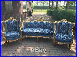 Antique Louis XVI French Living Room Set Sofa/settee + 2 Chairs-worldwide Ship