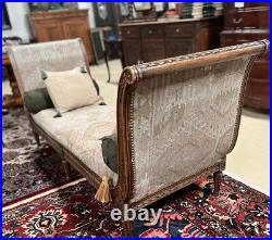 Antique Louis XV Hand Tied Kilim Upholstered French Daybed Salon Settee Sofa