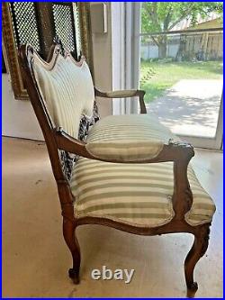 Antique Louis XV Rococo Upholstered Salon Settee Sofa Couch