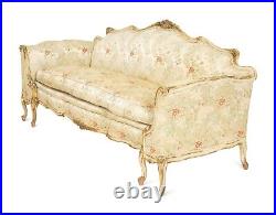 Antique Louis XV Style Painted and Parcel Gilt Sofa Love Seat