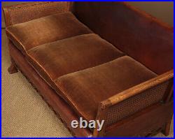Antique Low Back Oak & Leather Couch c. 1925
