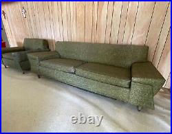 Antique MCM Sofa Couch /Chair avocado green vinyl Mid Century Modern 2pc HOU, TX