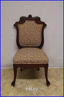 Antique Mahogany 3pc Parlor Set Settee, Arm Chair, Chair