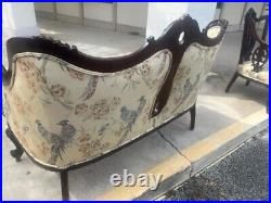 Antique Mahogany American 2 Seater Love Seat French Style & Chair