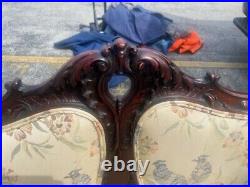 Antique Mahogany American 2 Seater Love Seat French Style & Chair