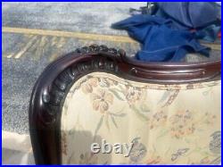 Antique Mahogany American 2 Seater Love Seat French Style & Chair