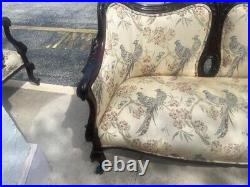 Antique Mahogany American 2 Seater Love Seat French Style & Chair