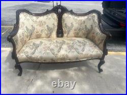 Antique Mahogany American 2 Seater Love Seat French Style & Chair