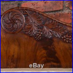 Antique Mahogany Biedermeier Sofa with Dramatic Carved Cornucopia Arms