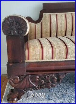 Antique Mahogany Sofa with Clawed Feet (81 x 23)