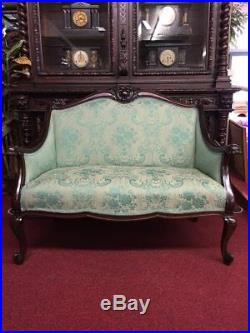 Antique Mahogany Victorian Rococo Settee Reupholstered Delivery Available