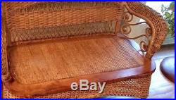 Antique Natural Wicker Bench Settee Loveseat by Larkin Company