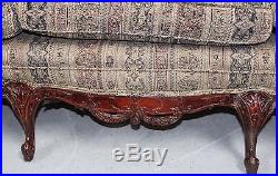 Antique Naturalistic Rococo Revival Style Rosewood Sofa with Four Pillows