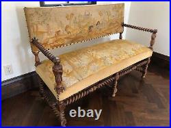 Antique Needlepoint Settee/Bench