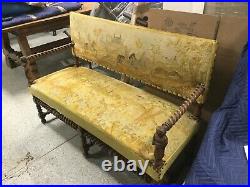 Antique Needlepoint Settee/Bench