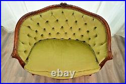 Antique Original French Carved Tufted Sofa Loveseat Settee Chaise Lounge Chair