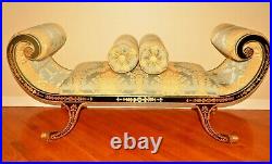 Antique Original Scalamandre Scroll Recamier Chaise Lounge Sofa Bed Settee Bench