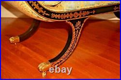 Antique Original Scalamandre Scroll Recamier Chaise Lounge Sofa Bed Settee Bench