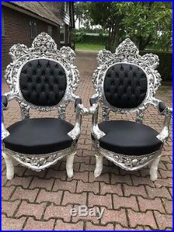 Antique Pair (2) Of Rococo Style Chairs