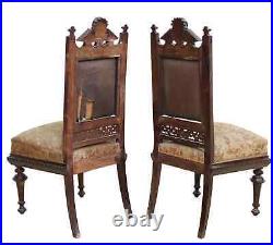 Antique Parlor Set, Five Pc. Victorian, Figural, Carved & Upholstered, 1800s